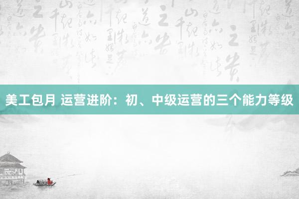 美工包月 运营进阶：初、中级运营的三个能力等级