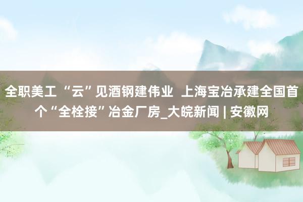 全职美工 “云”见酒钢建伟业  上海宝冶承建全国首个“全栓接”冶金厂房_大皖新闻 | 安徽网